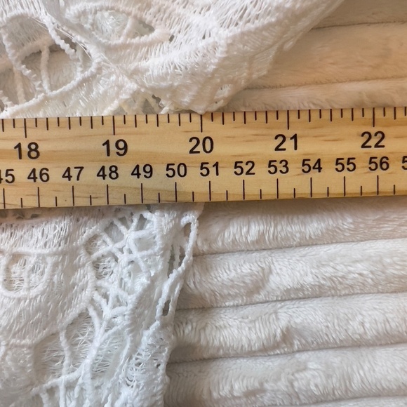 #A284 N BY NANCY Romantic White Puff Sleeve Crochet Lace Dress NWT L - Picture 8 of 8